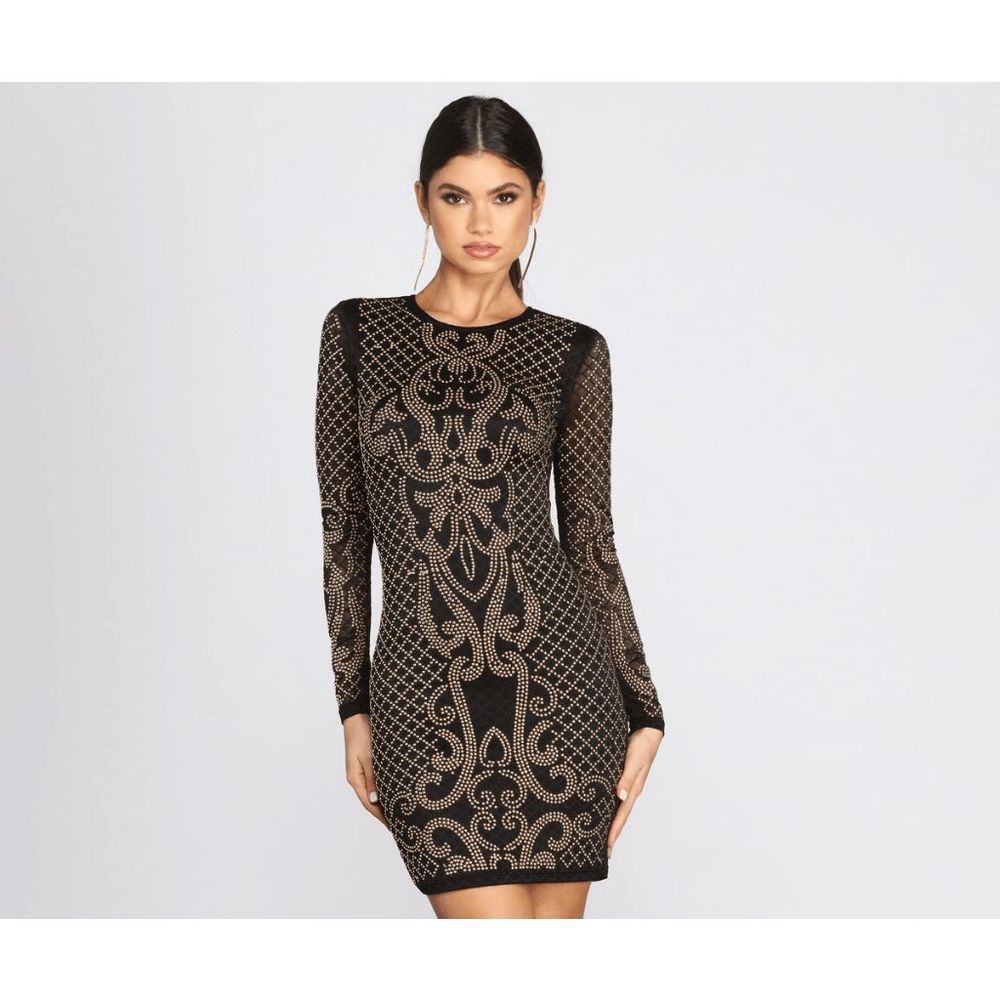 WINDSOR Women's 'Moment Like This' Heat Stone Mini Dress Size Large
